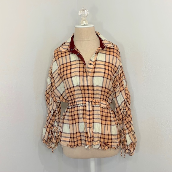 NWT Free People Pacific Dawn Plaid Top - Picture 5 of 10